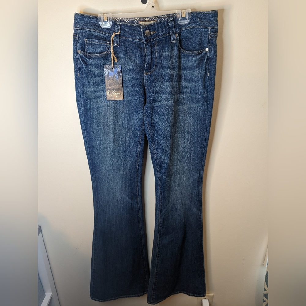 Paige Canyon Flare Jeans Womens 28 Dark Wash High Rise Boho NWT